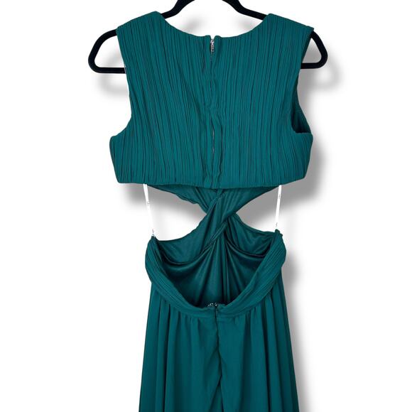 Lulus NWT Vivid Imagination Emerald Green Cutout Plunging Twirl Maxi Dress Large - Picture 8 of 10
